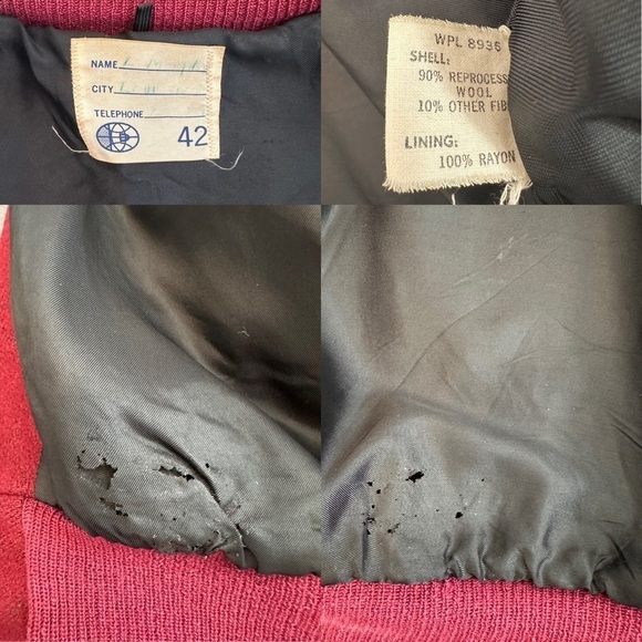 Vintage 50s Leather Wool 71 Varsity Letterman Jacket Snap Button Burgundy 42 Med - Picture 16 of 16
